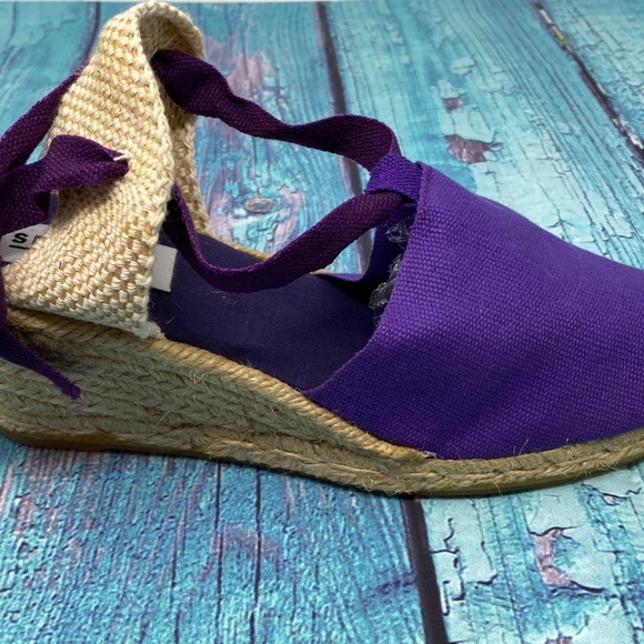 SPARTVS Carina Espadrille Wedge Heels Purple Canva - Picture 8 of 8